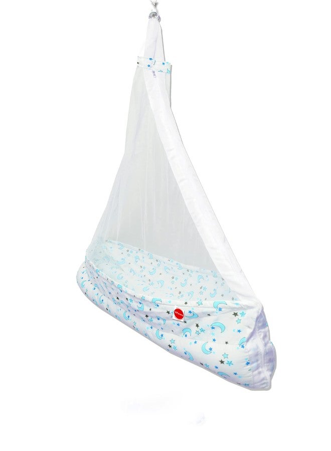 VParents Newborn Baby Sleep Swing Cradle Jhula Palna Tottilu with Attached Bed and Mosquito net Galaxy (Blue)110680 - Image 5
